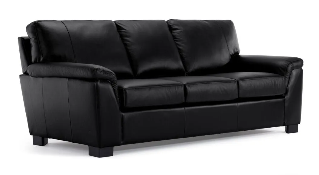 Reynolds Leather Sofa and Chair Set - Black