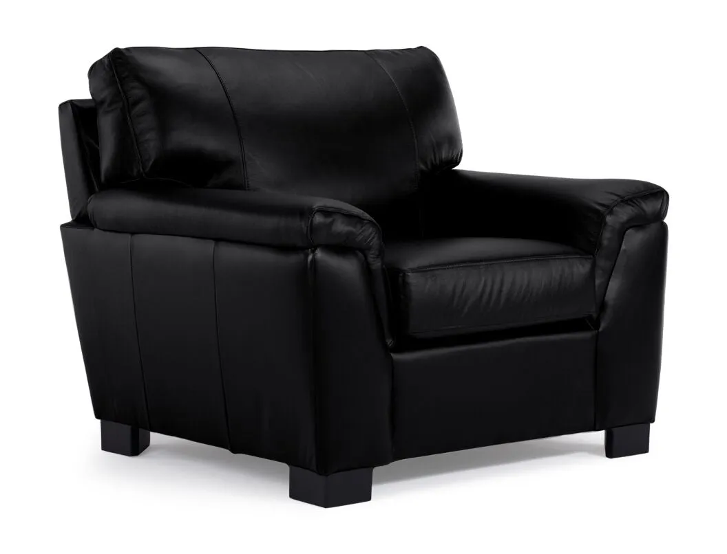 Reynolds Leather Sofa and Chair Set - Black