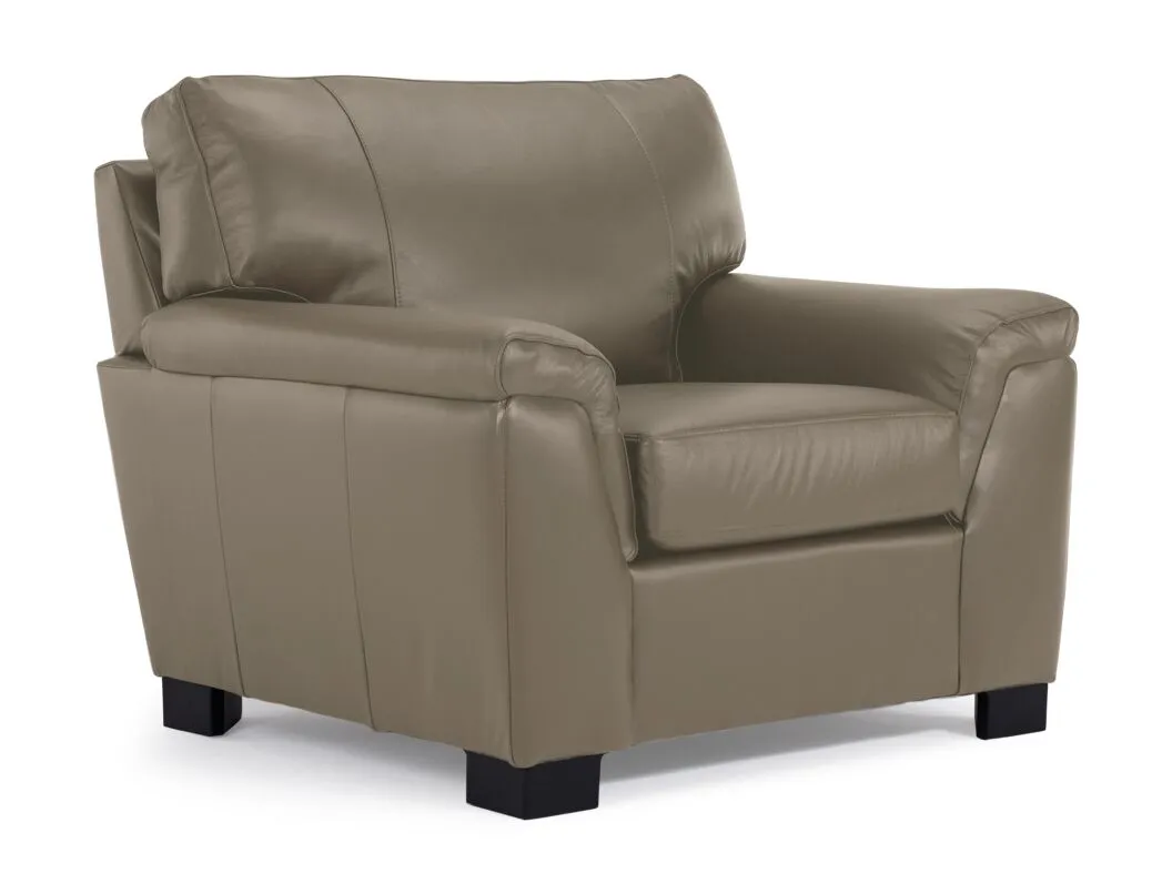 Reynolds Leather Sofa and Chair Set - Grey
