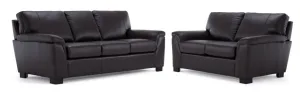 Reynolds Leather Sofa and Loveseat Set - Coffee