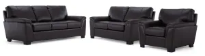 Reynolds Leather Sofa, Loveseat and Chair Set - Coffee