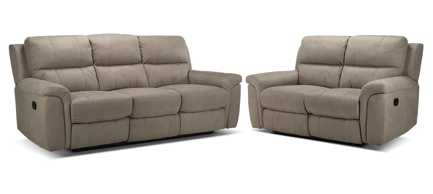Roarke Sofa and Loveseat Set - Silver Grey