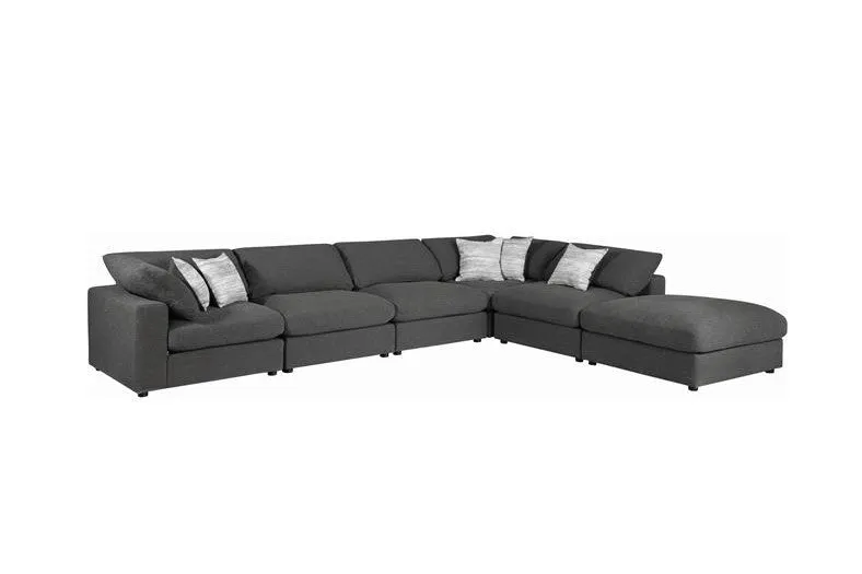 Serene 6-Piece Upholstered Modular Sectional Charcoal