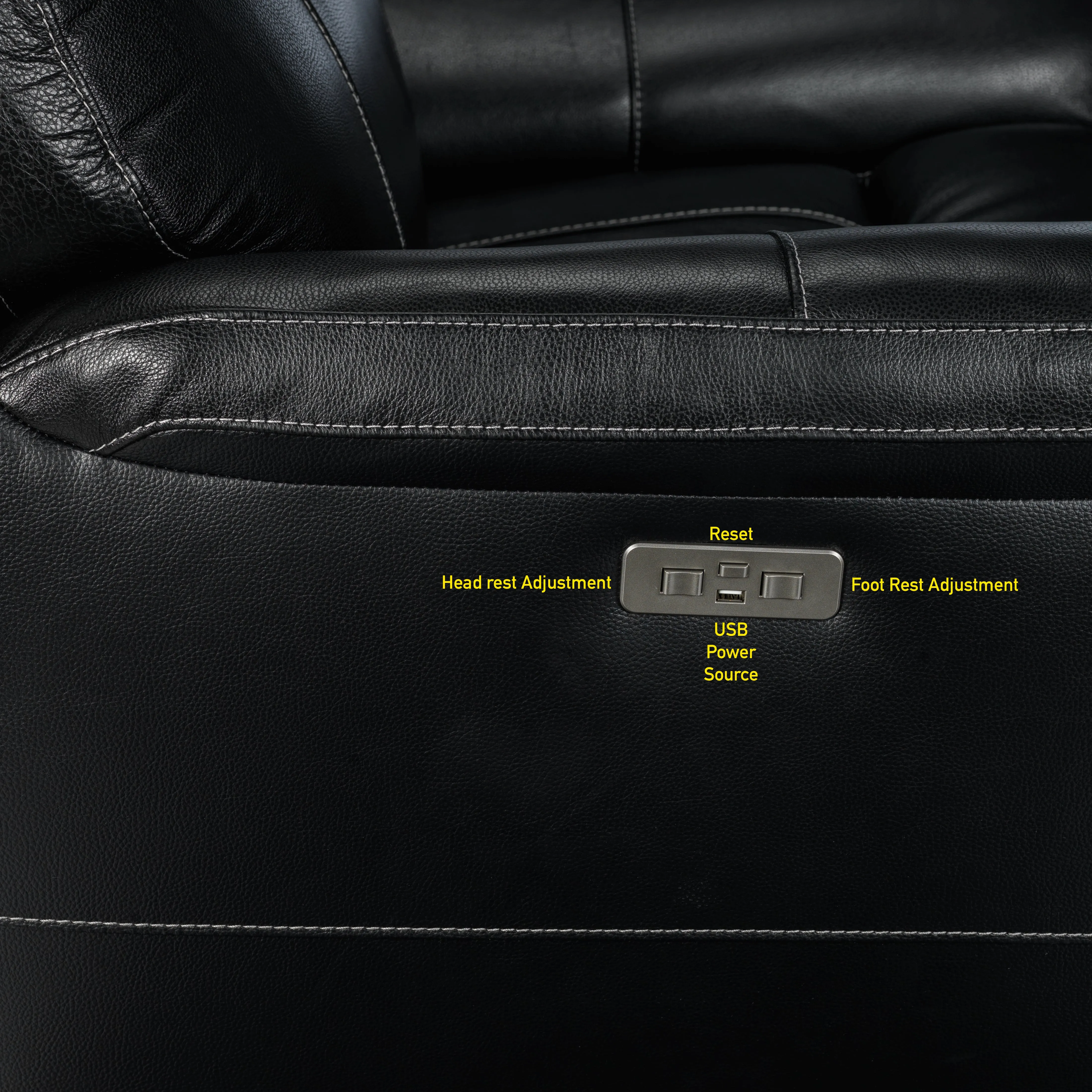 Stallion Leather Dual Power Reclining Sofa and Chair Set - Midnight Black
