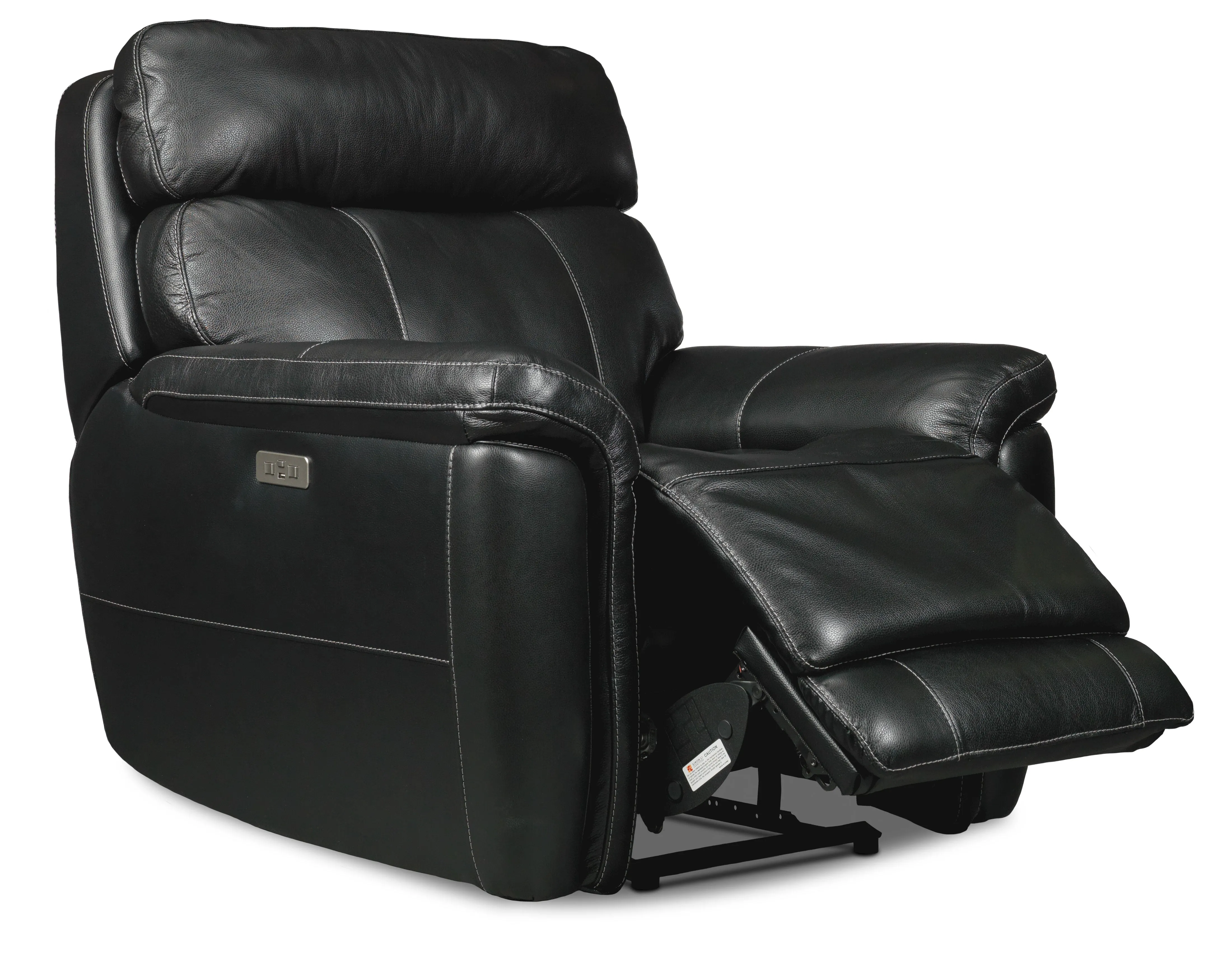 Stallion Leather Dual Power Reclining Sofa and Chair Set - Midnight Black