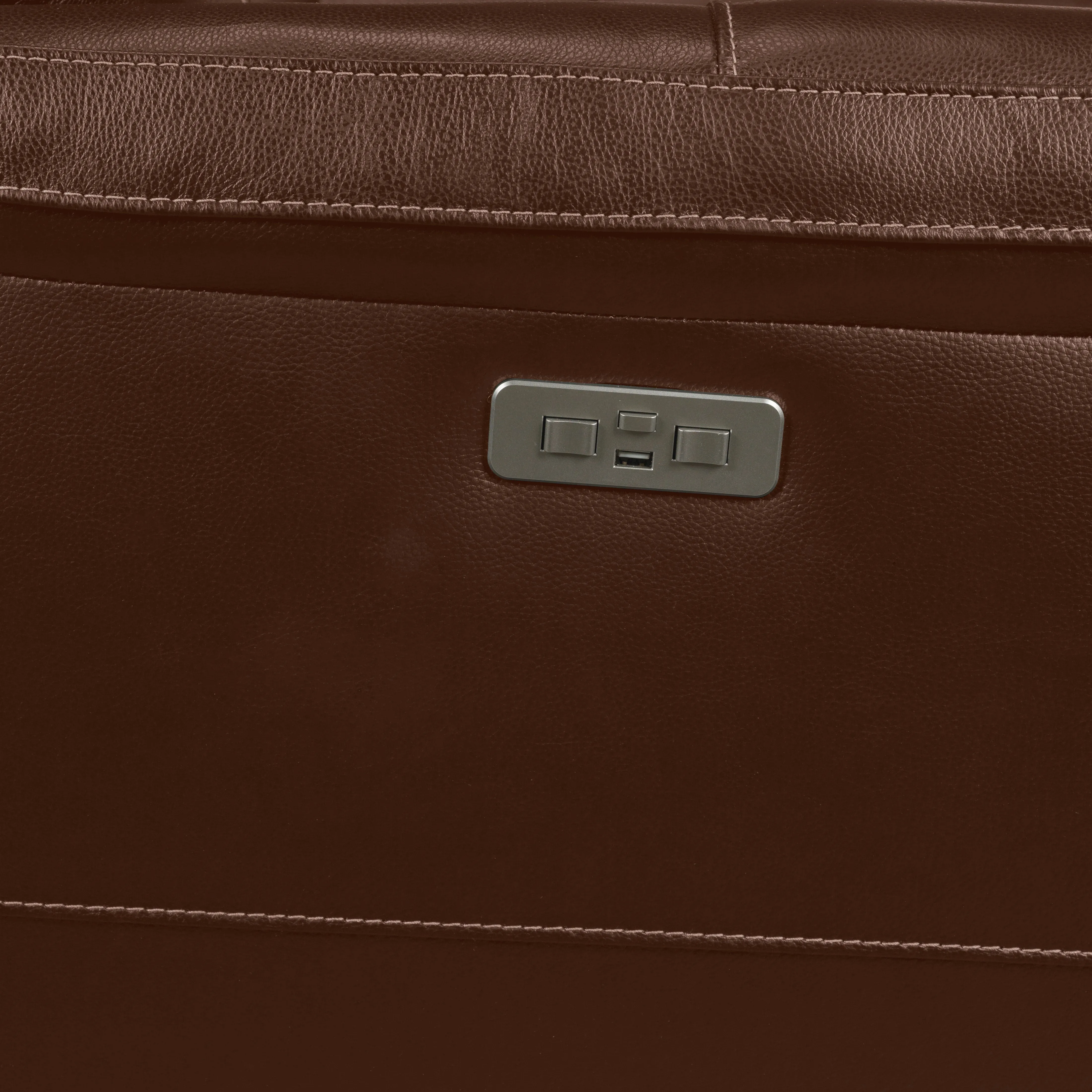 Stallion Leather Dual Power Reclining Sofa - Chestnut