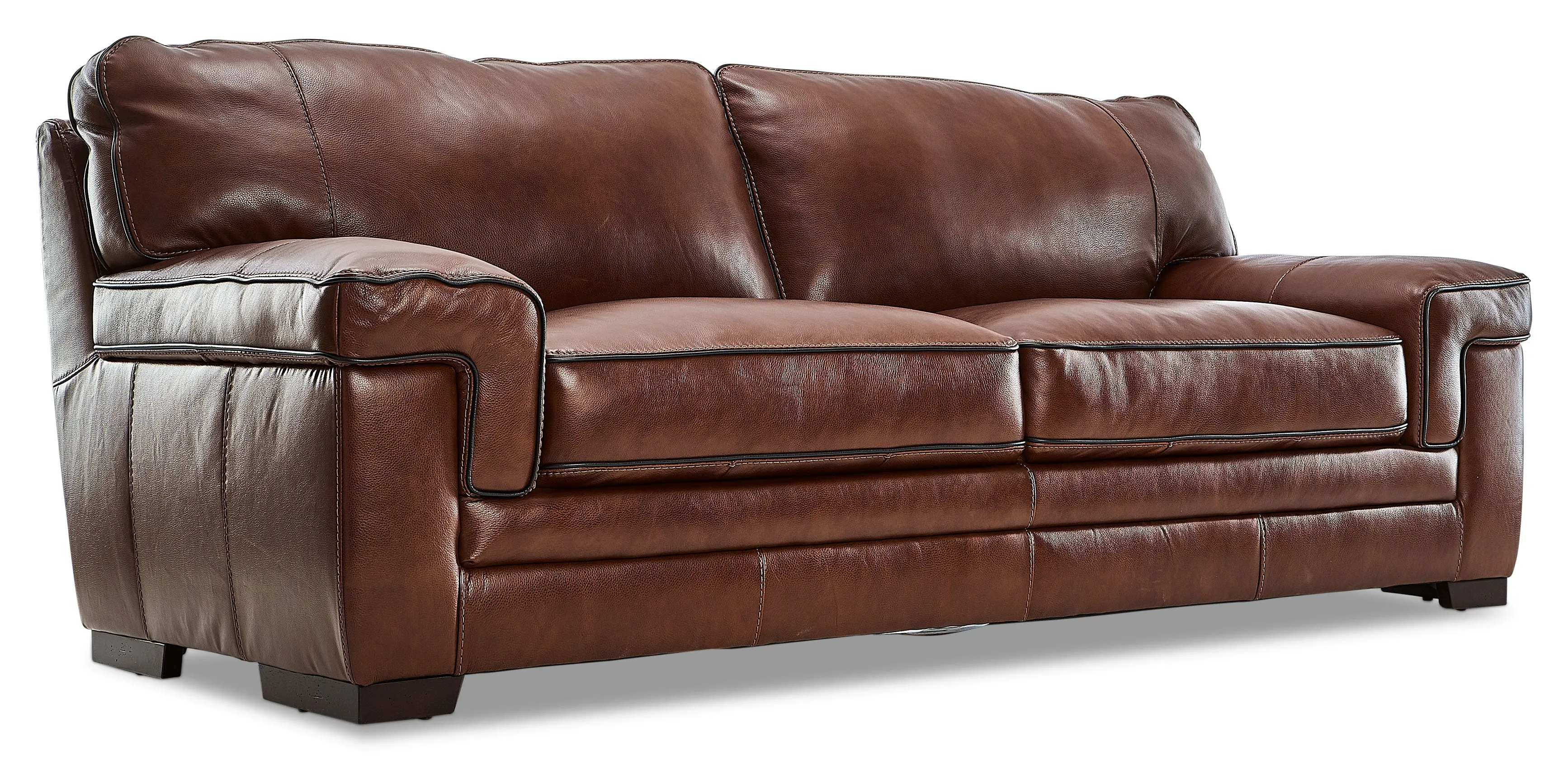 Stampede Leather Sofa, Loveseat and Chair Set - Cognac