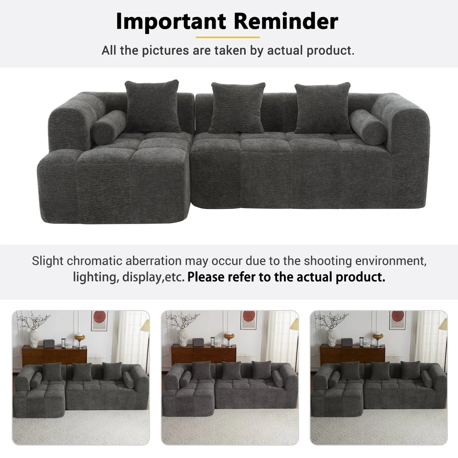 Streamdale 101" Sectional Sofa, Modular Couch, Deep Seating