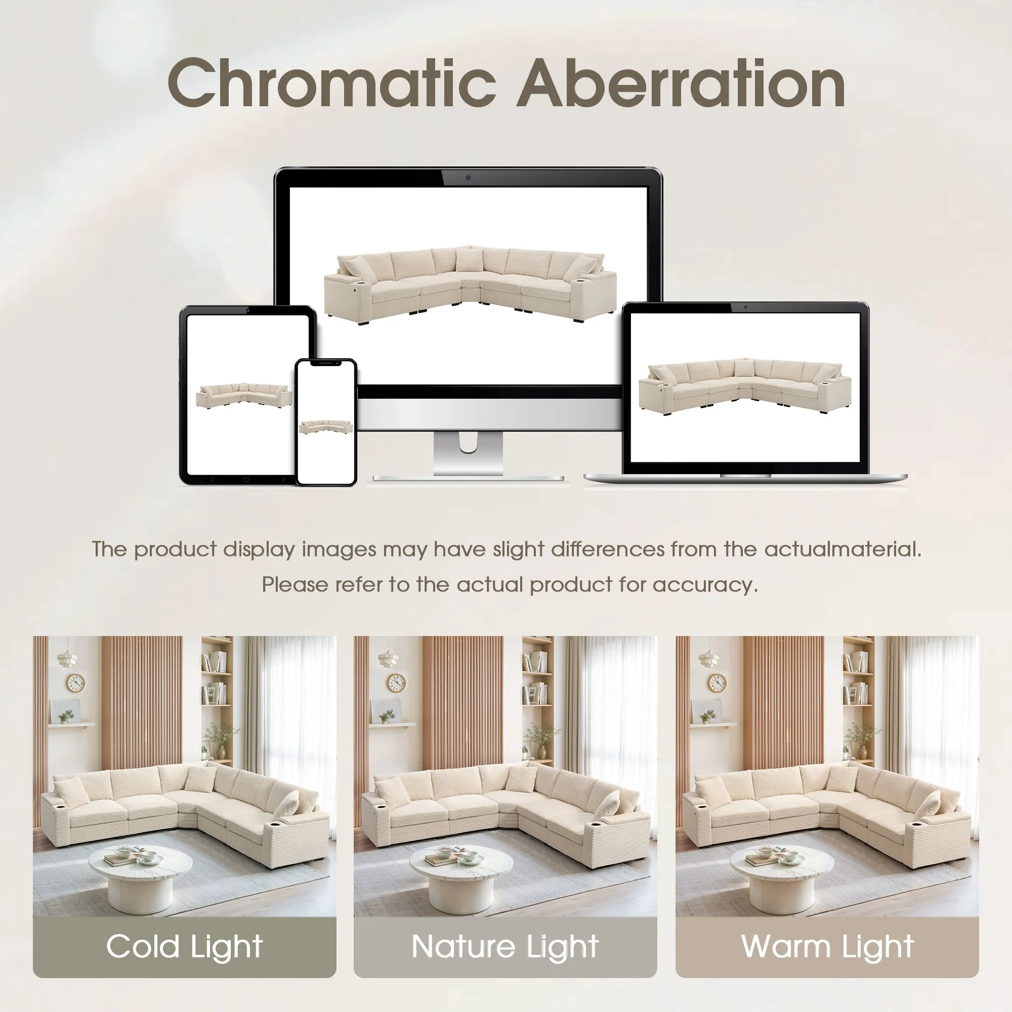 Streamdale 106" L-Shaped Corduroy Sectional Sofa with Storage and Conveniences