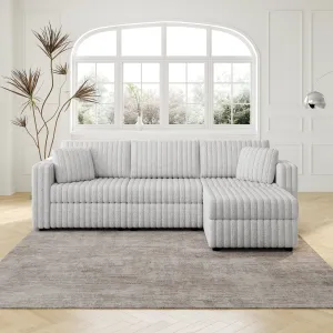 Streamdale 106" Light Gray Sofa with Ottoman Lift - Modern Modular Design
