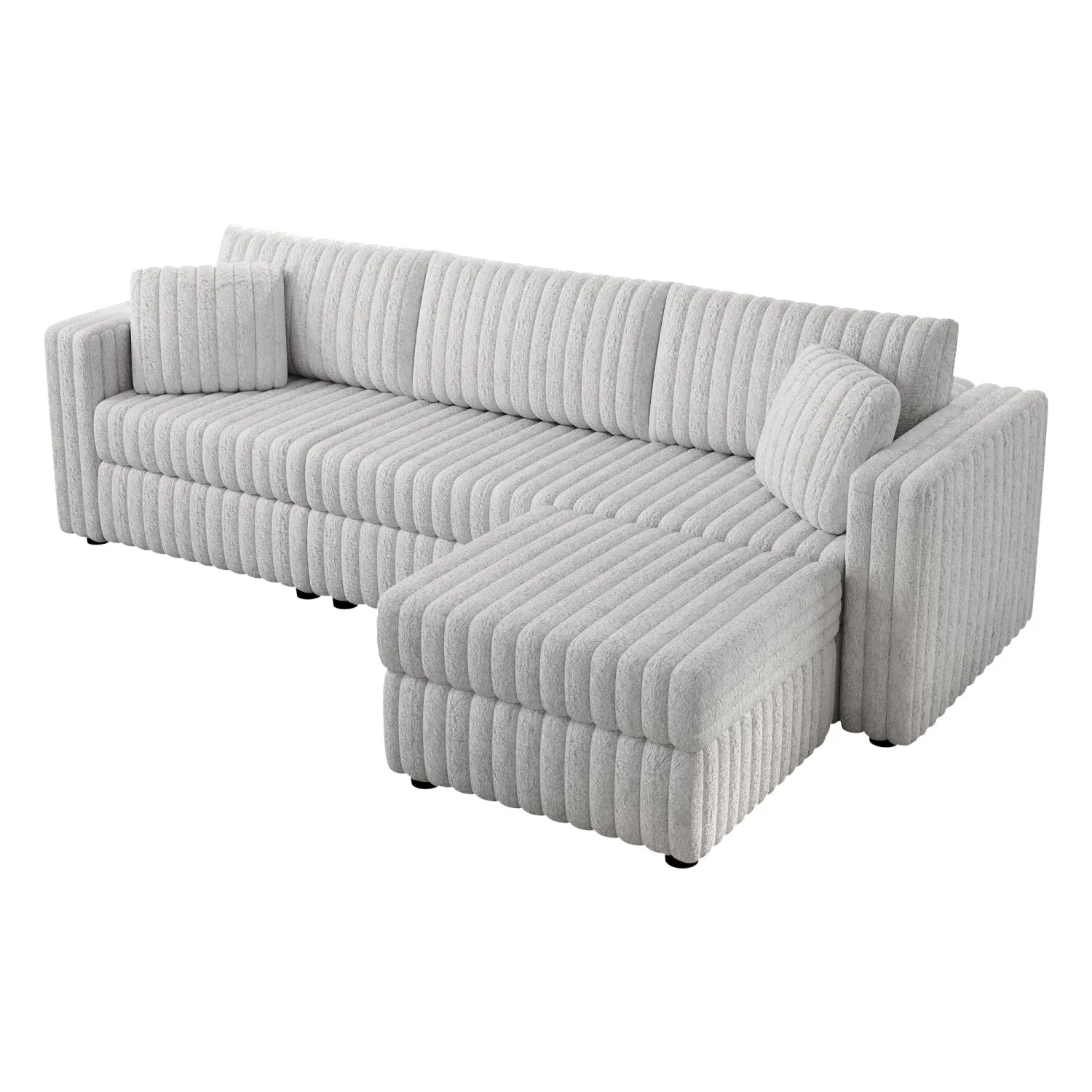 Streamdale 106" Light Gray Sofa with Ottoman Lift - Modern Modular Design