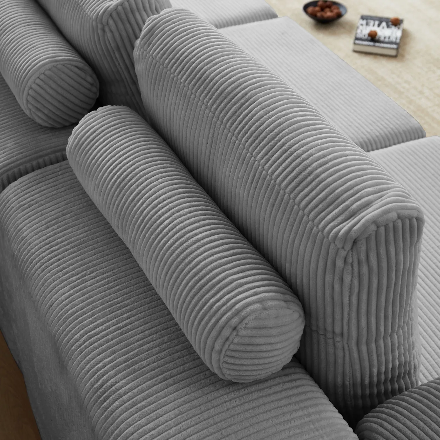 Streamdale 108" Modular Sectional 3-Seater Cloud Sofa,Corduroy Convertible Sofa Bed
