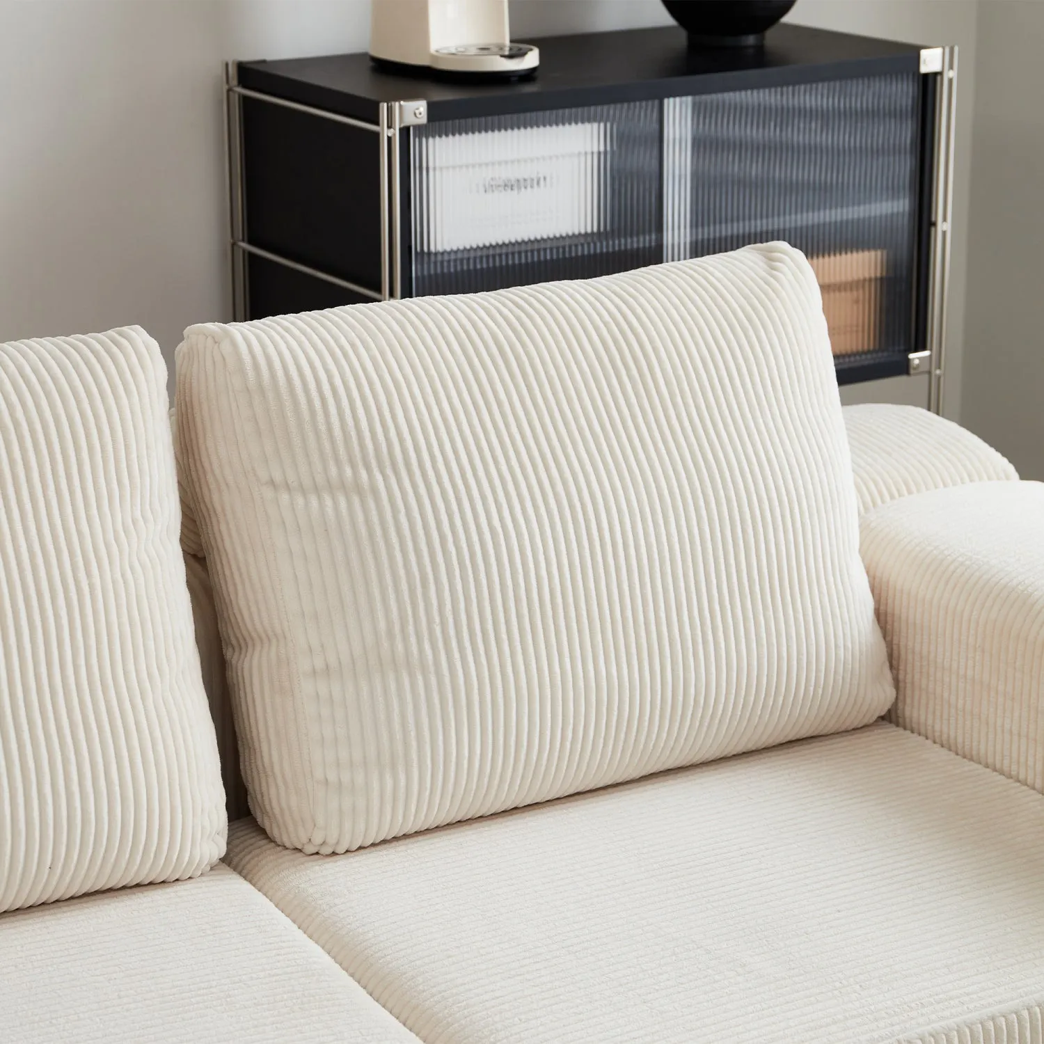 Streamdale 108" Modular Sectional 3-Seater Cloud Sofa,Corduroy Convertible Sofa Bed