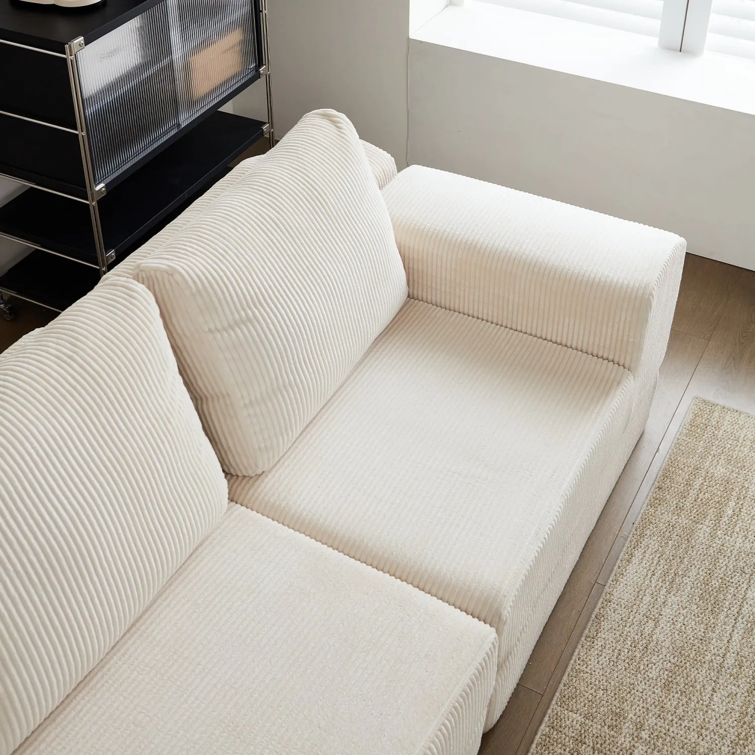 Streamdale 108" Modular Sectional 3-Seater Cloud Sofa,Corduroy Convertible Sofa Bed
