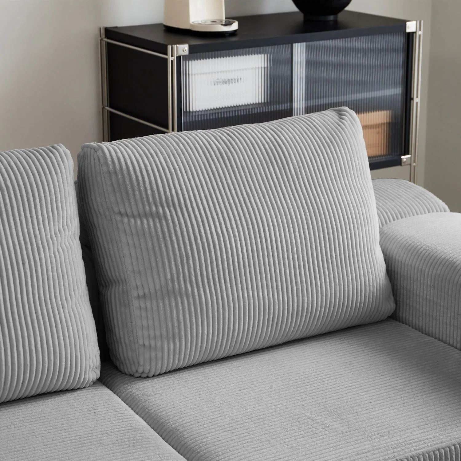 Streamdale 108" Modular Sectional 3-Seater Cloud Sofa,Corduroy Convertible Sofa Bed