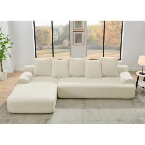 Streamdale 110" Modern L-Shape Sectional Sofa, Beige Velvet