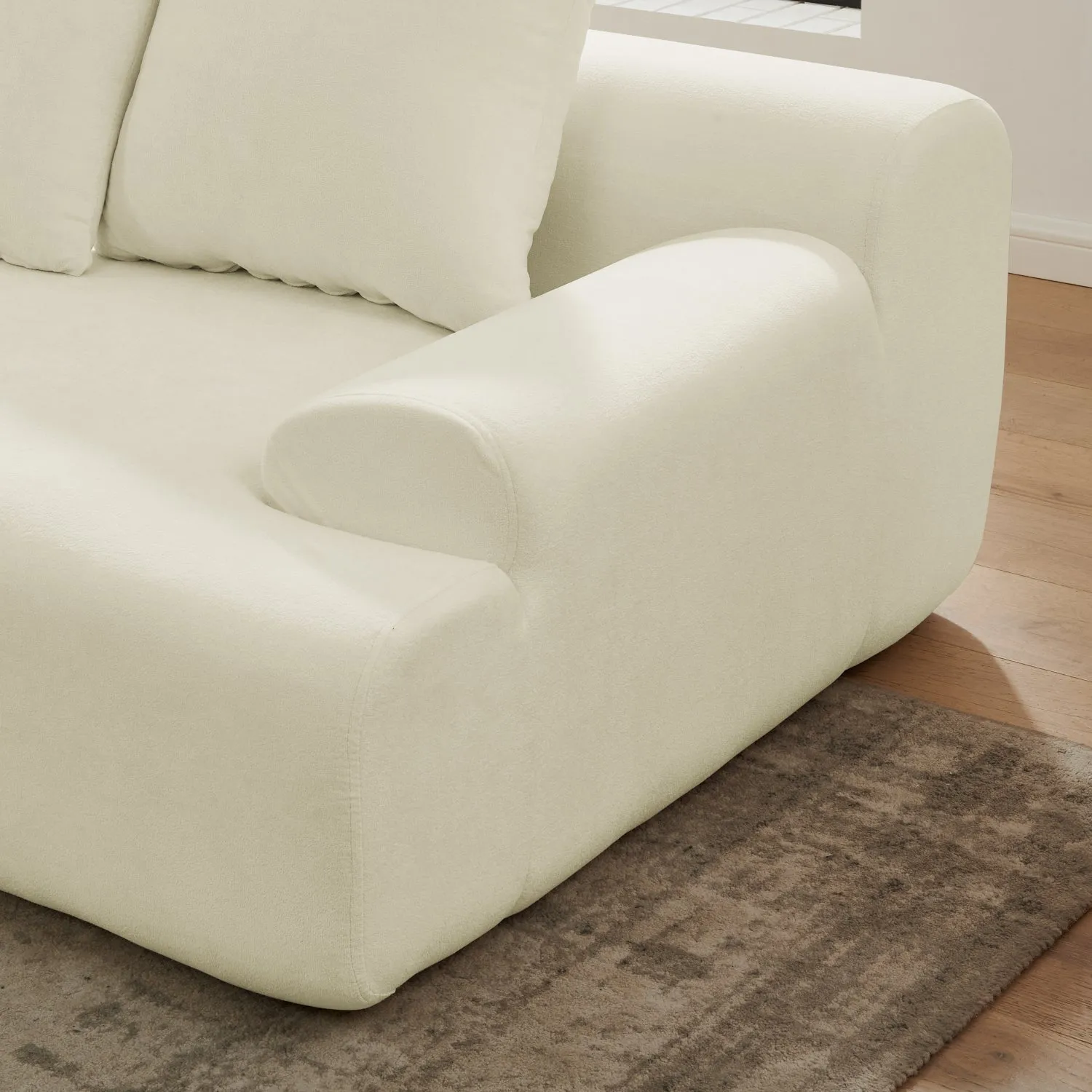 Streamdale 110" Modern L-Shape Sectional Sofa, Beige Velvet