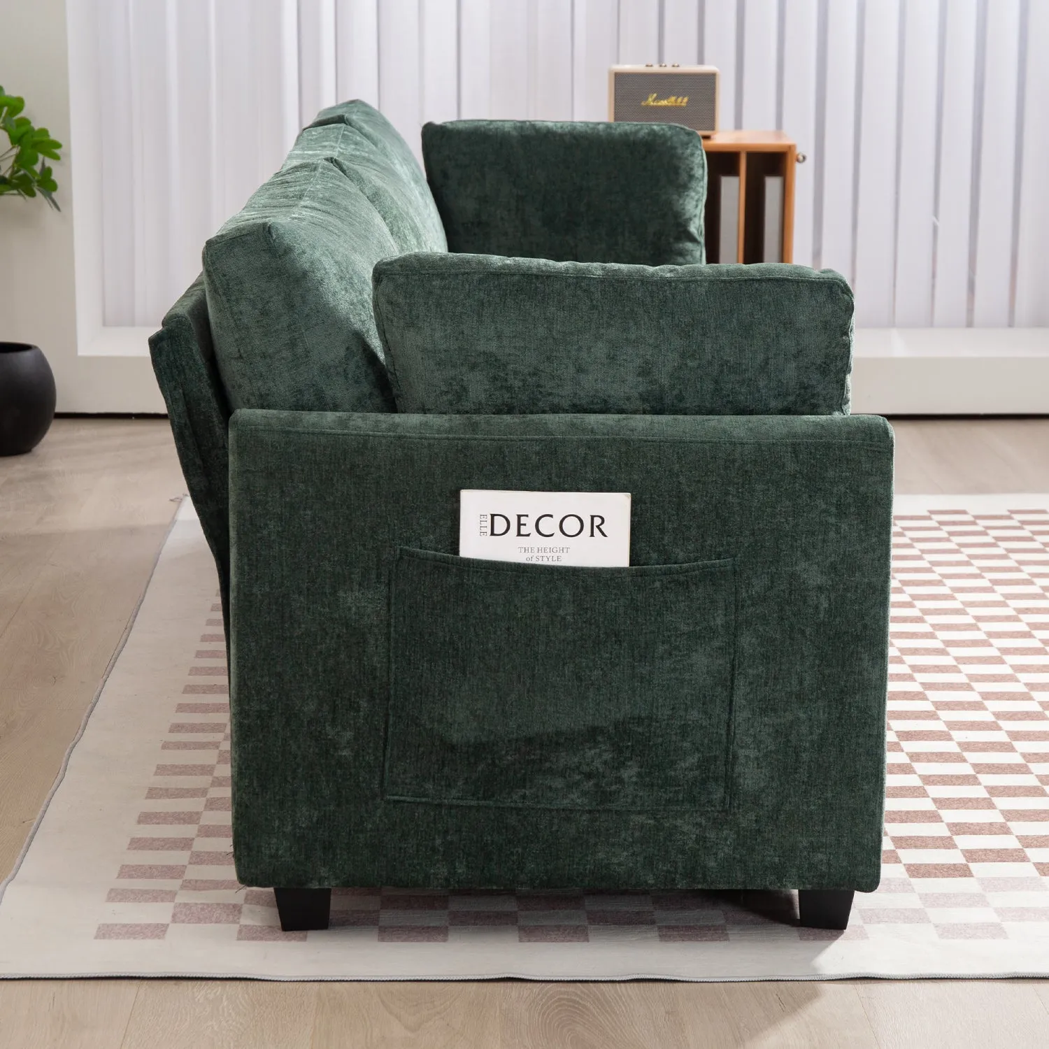 Streamdale 111.42x32.28" 3-Seater Chenille Sofa - Comfy, Cloud-Soft, with Side Pocket