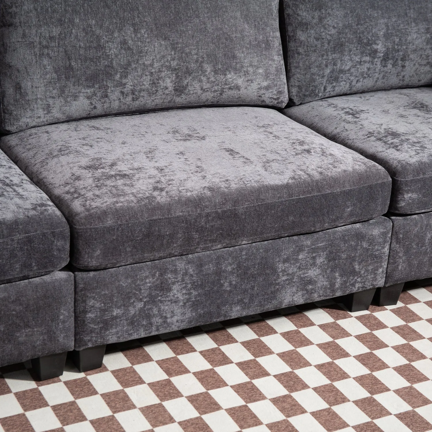 Streamdale 111.42x32.28" 3-Seater Chenille Sofa - Comfy, Cloud-Soft, with Side Pocket
