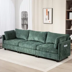 Streamdale 111.42x32.28" 3-Seater Chenille Sofa - Comfy, Cloud-Soft, with Side Pocket