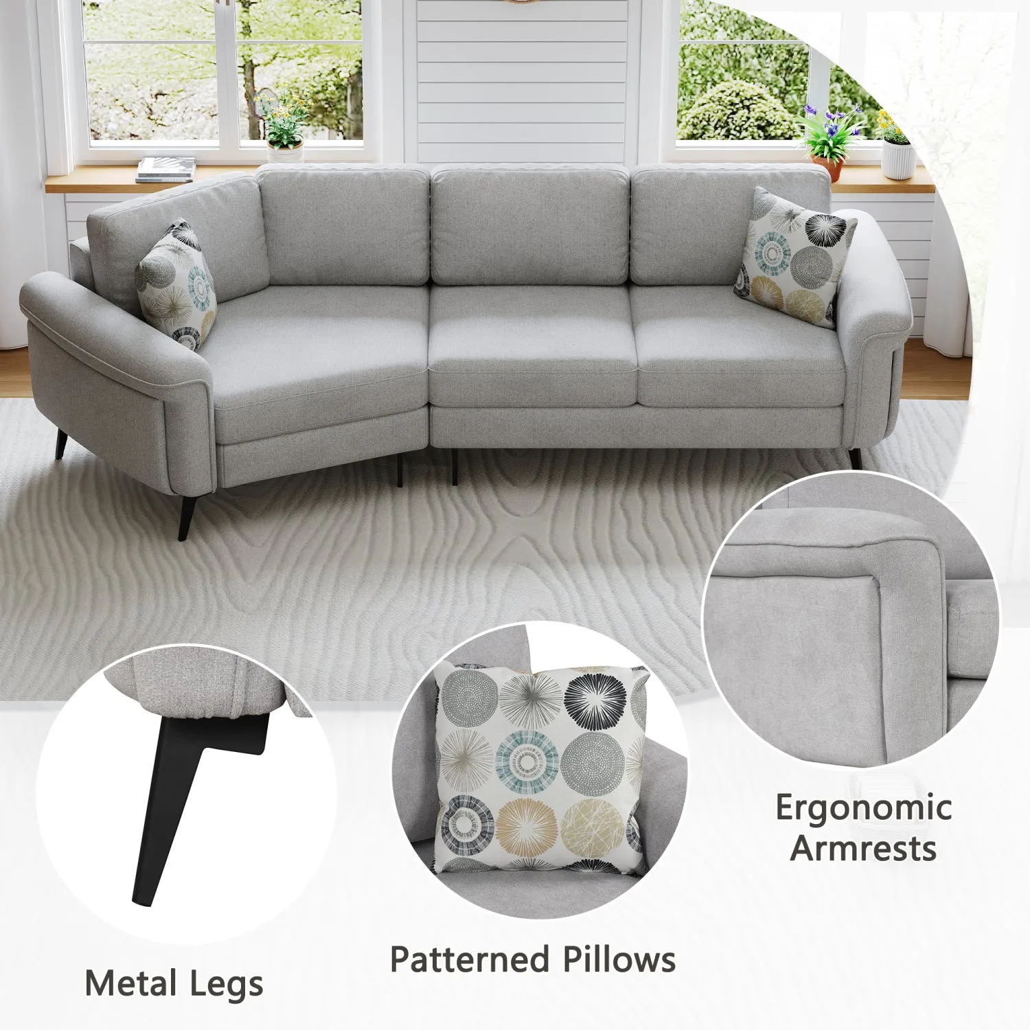 Streamdale 111" Curved Sofa with Pillows