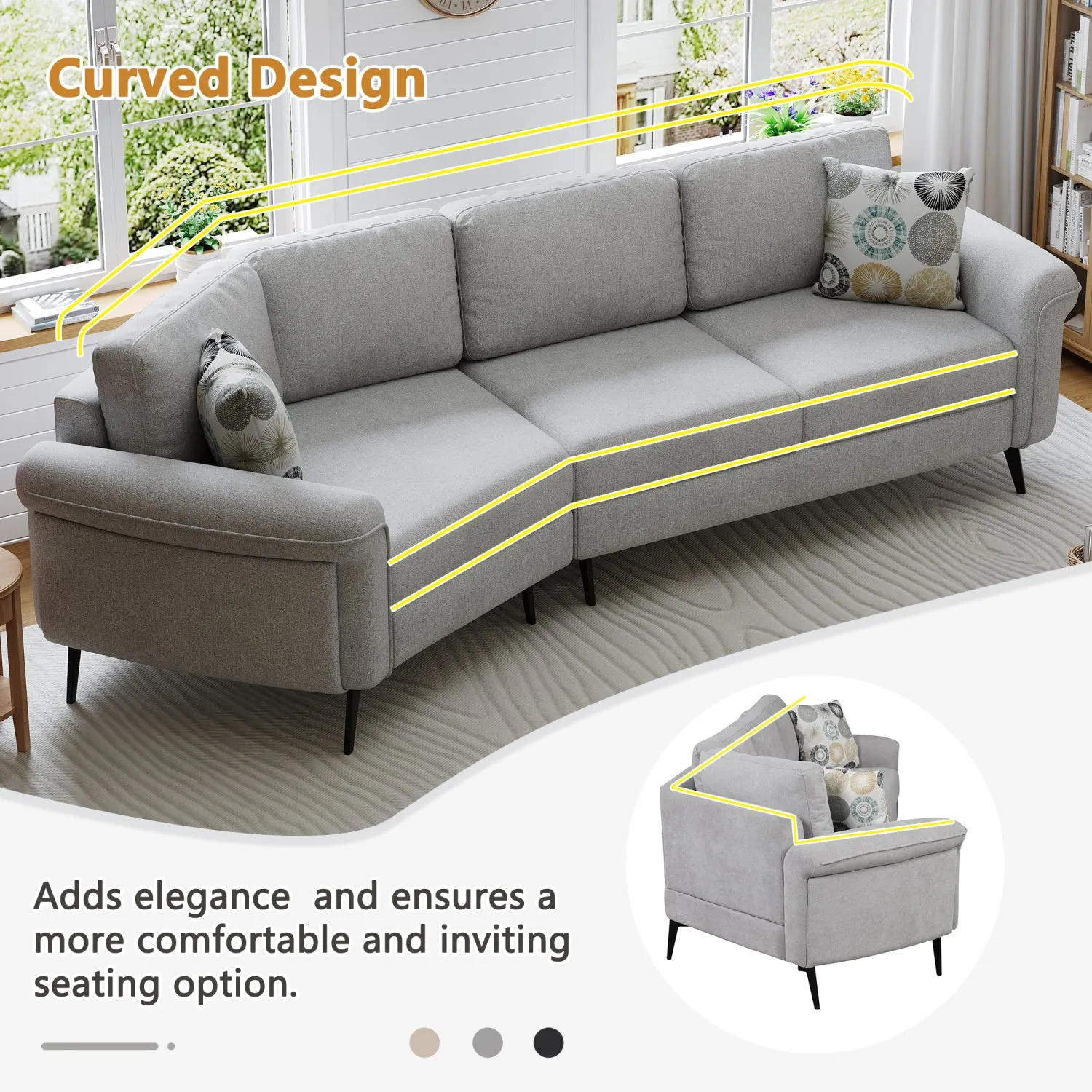 Streamdale 111" Curved Sofa with Pillows