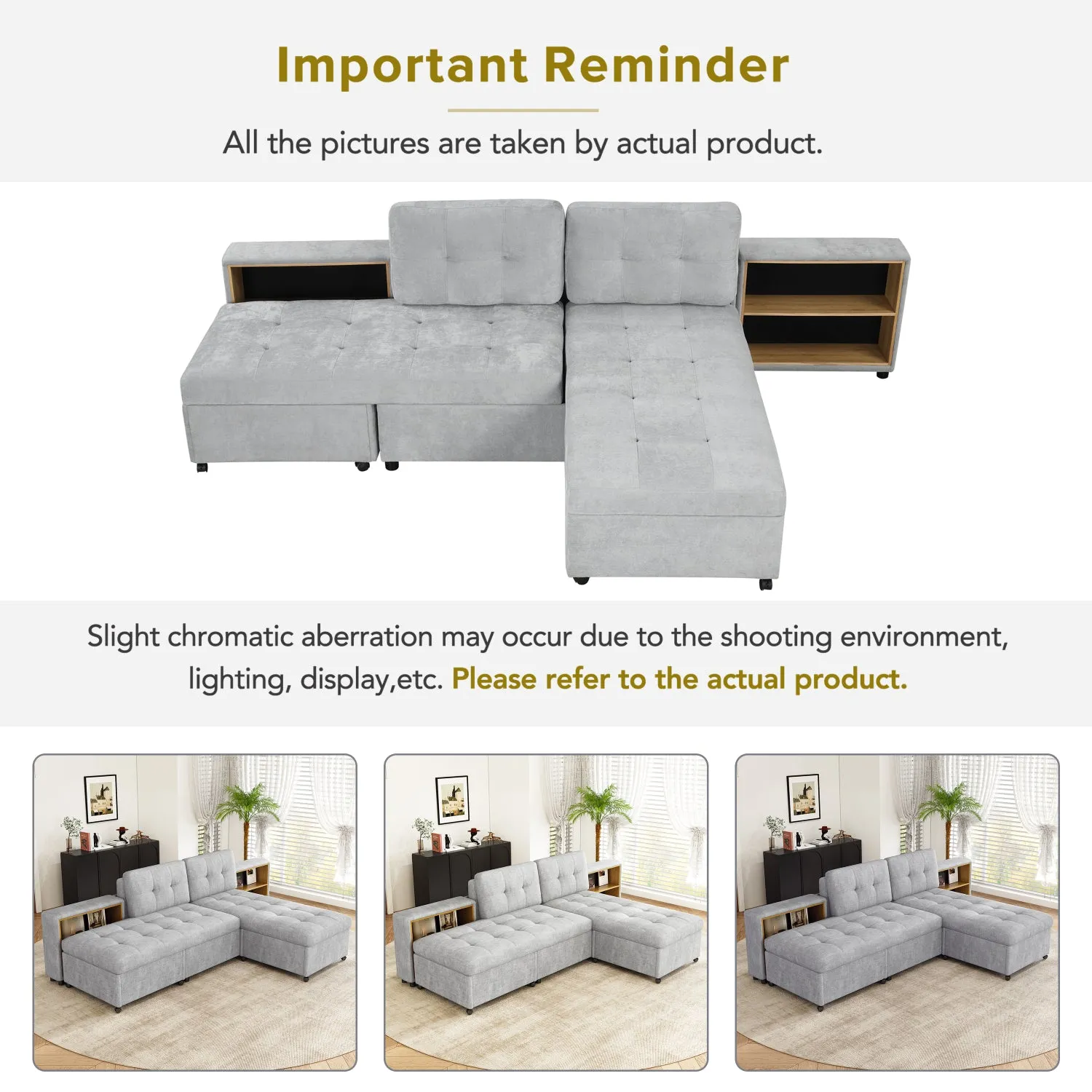 Streamdale 121" Modular Sofa Bed with Storage
