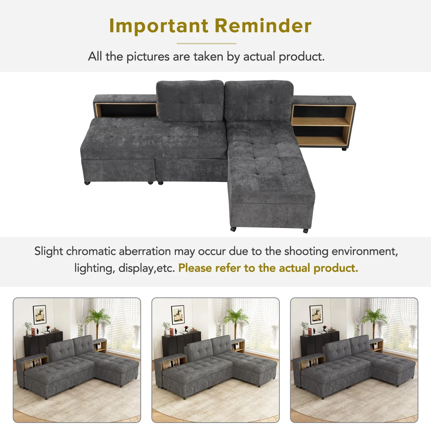 Streamdale 121" Modular Sofa Bed with Storage