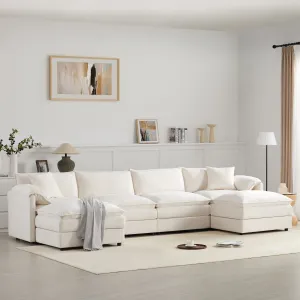 Streamdale 136" Chenille U-Shaped Sectional Sofa with Ottomans