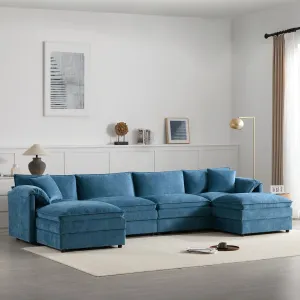 Streamdale 136" Chenille U-Shaped Sectional Sofa with Ottomans
