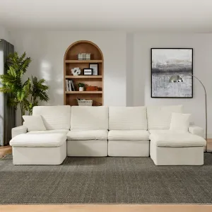 Streamdale 142" Cloud Sectional Sofa with Chaise, U-Shaped, Beige