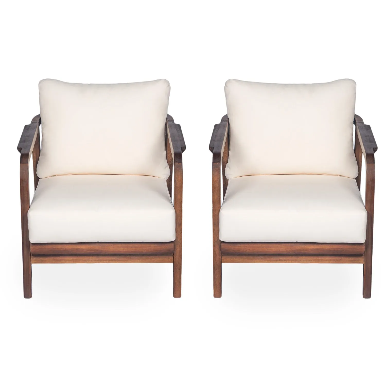 Streamdale 28" Outdoor Lounge Chair - Woven Back, Wood Frame, Cushions
