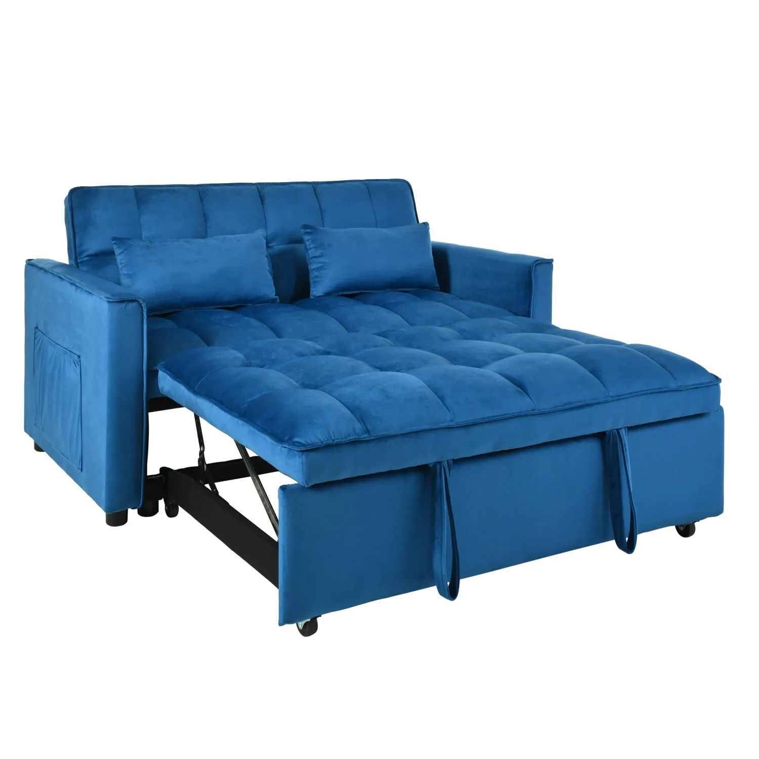 Streamdale 3-in-1 Convertible Sofa Bed with Reclining Back (Blue)