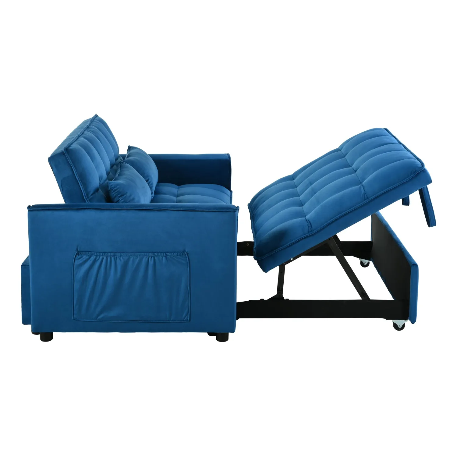 Streamdale 3-in-1 Convertible Sofa Bed with Reclining Back (Blue)