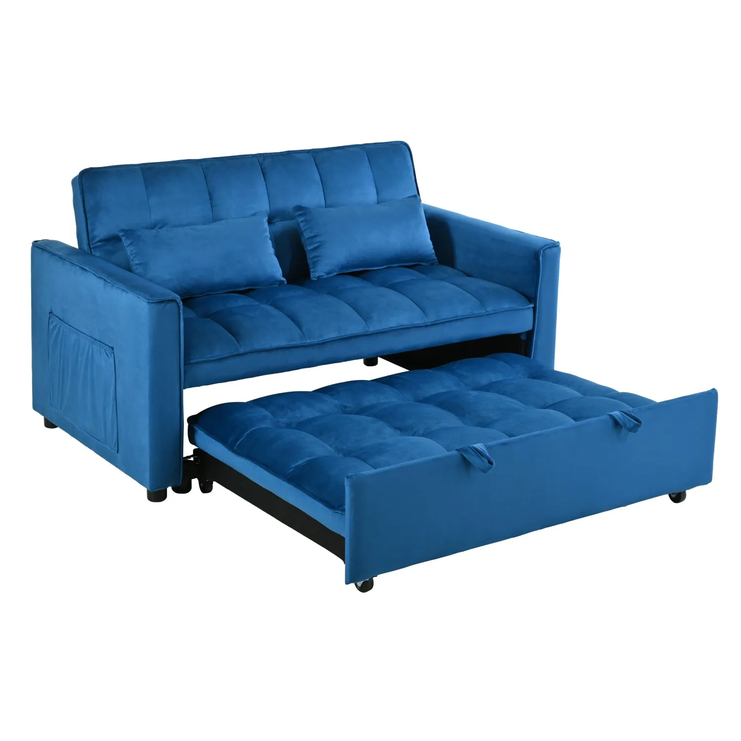 Streamdale 3-in-1 Convertible Sofa Bed with Reclining Back (Blue)
