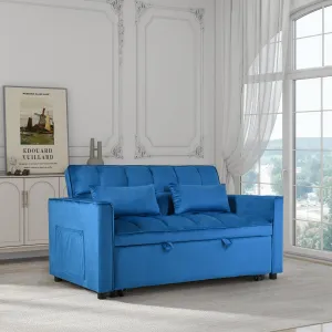 Streamdale 3-in-1 Convertible Sofa Bed with Reclining Back (Blue)