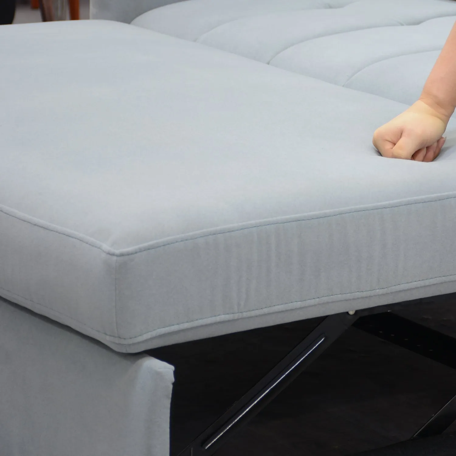 Streamdale 3-in-1 Light Blue Velvet Sleeper Sofa with Storage