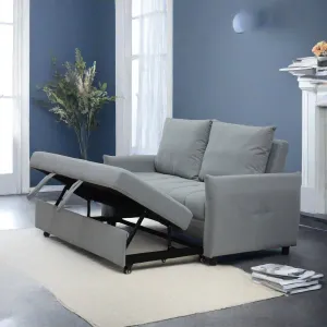 Streamdale 3-in-1 Light Blue Velvet Sleeper Sofa with Storage