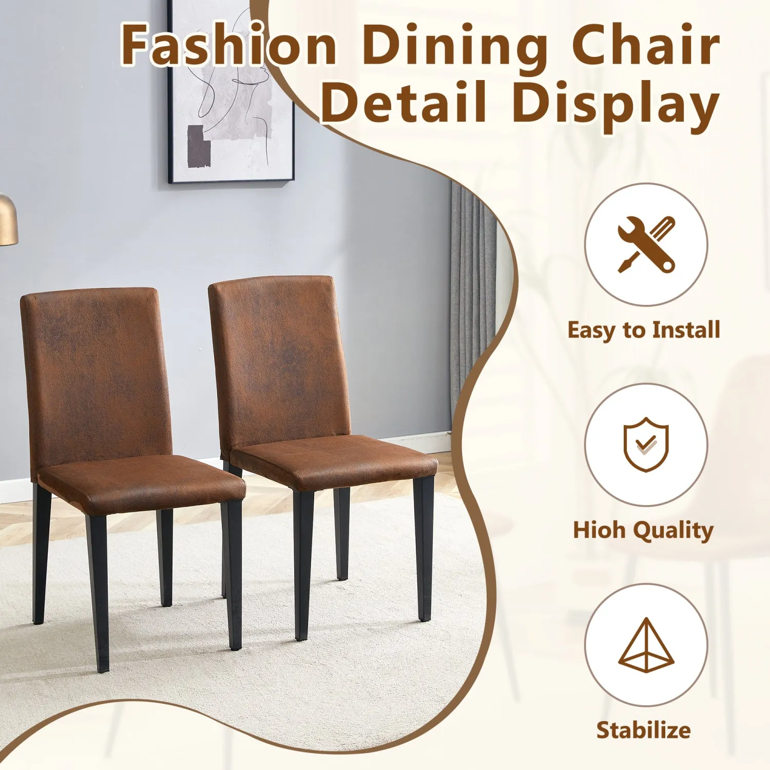 Streamdale 47" Round Dining Set: Table with Storage & 6 Brown Chairs