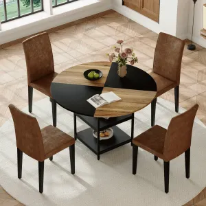 Streamdale 47" Round Dining Table Set with 4 Chairs & Storage