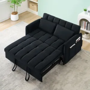 Streamdale 52" Black Velvet Sleeper Sofa with Pillows & Pockets