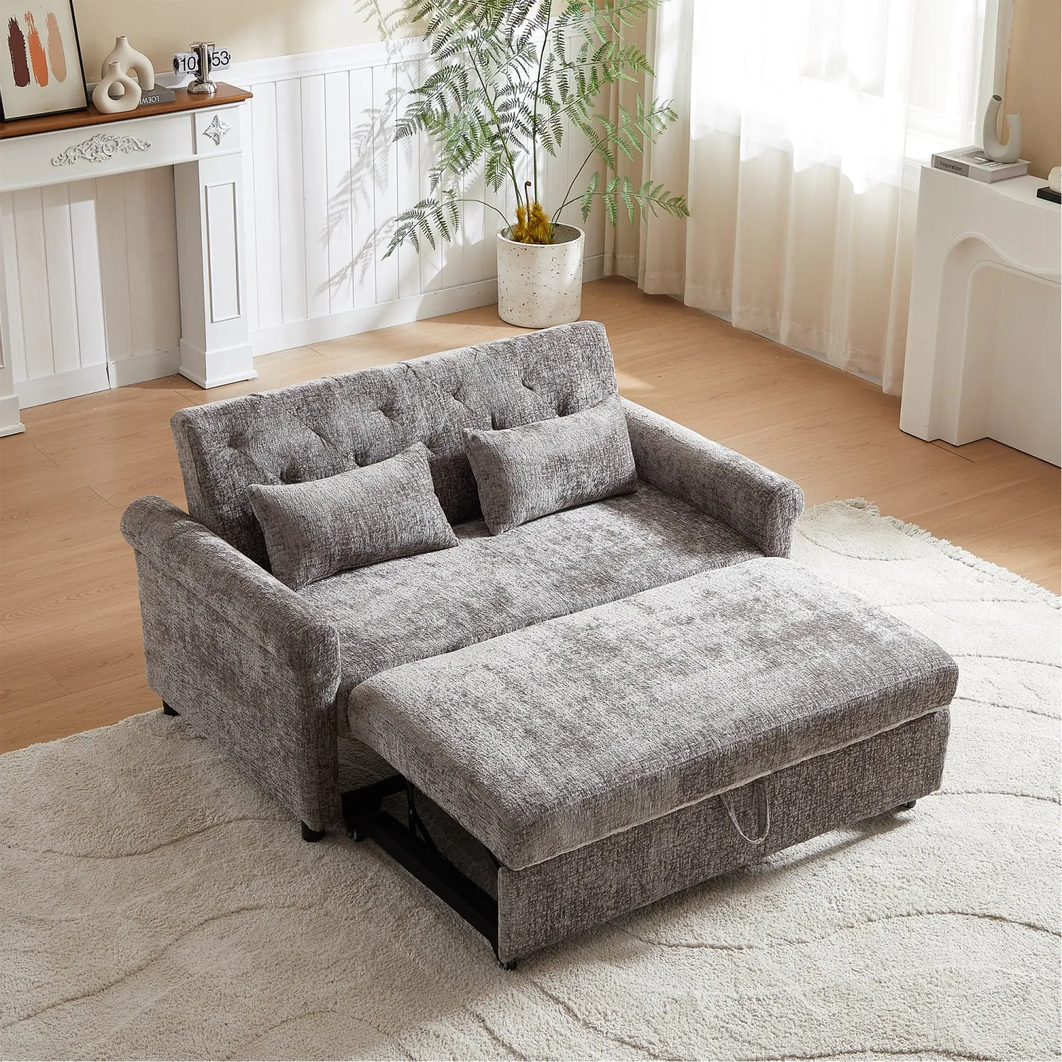 Streamdale 58" Chenille 3-in-1 Loveseat Sofa Bed Sleeper with Pillows