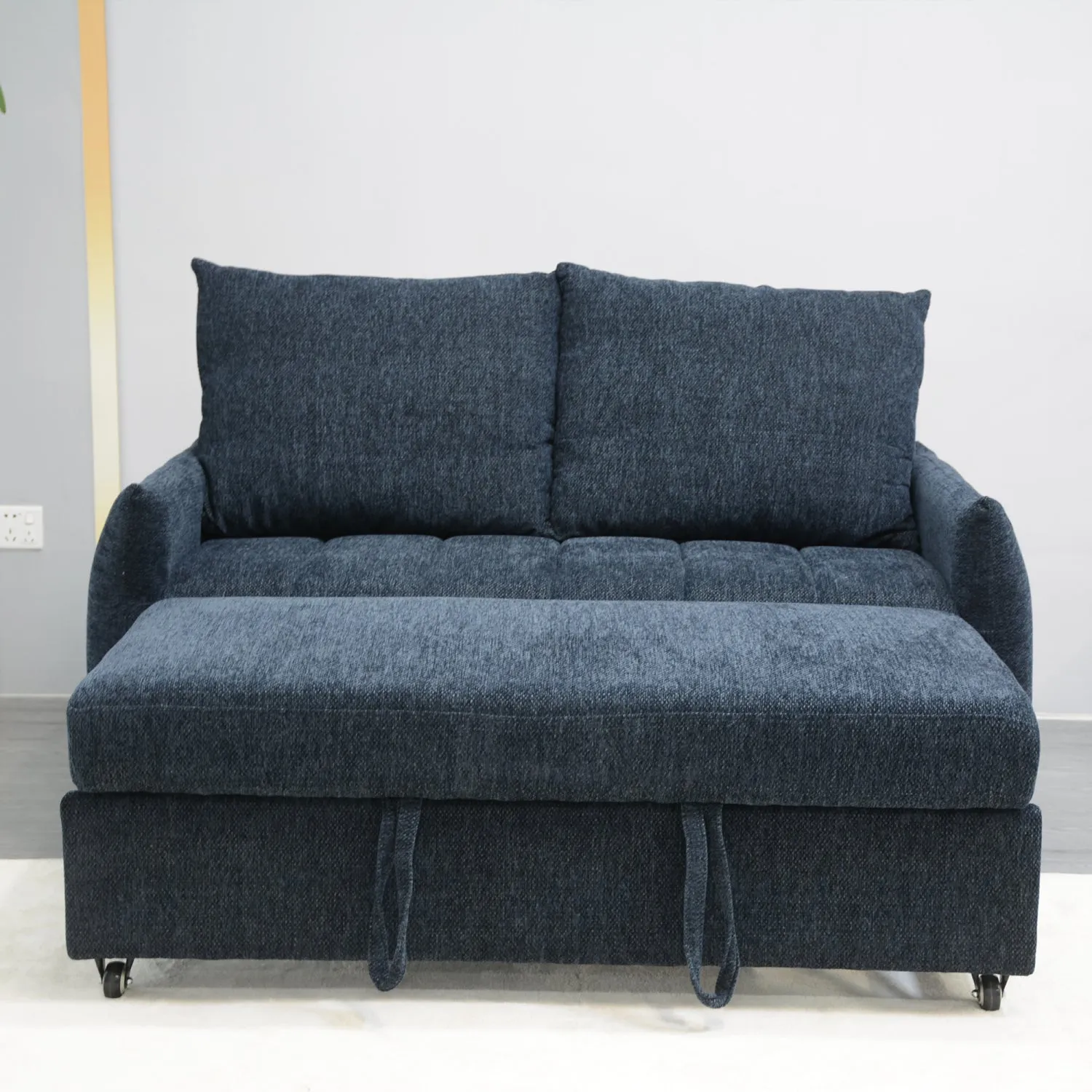 Streamdale 58" Navy Fabric Futon Sofa Bed - Adjustable Backrest