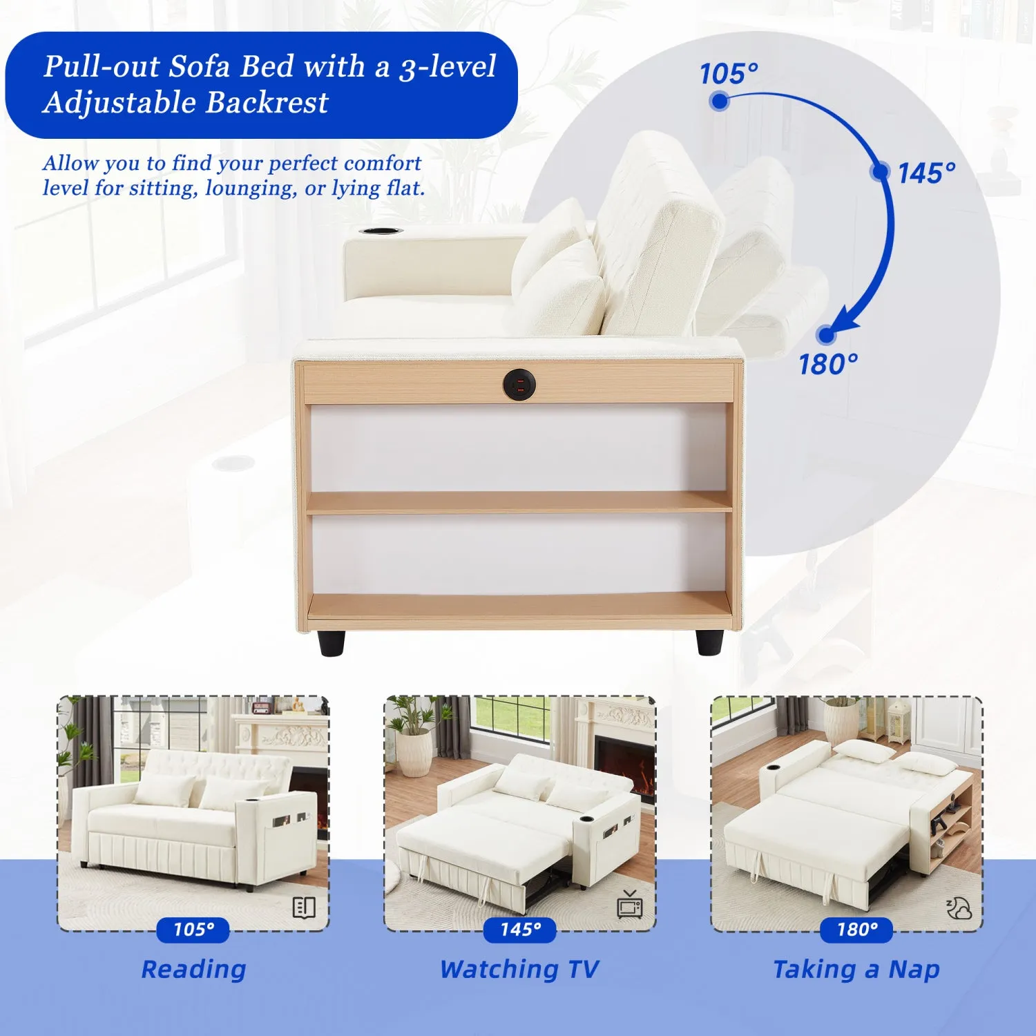 Streamdale 61.4" Pull-Out Sofa Bed Convertible Couch