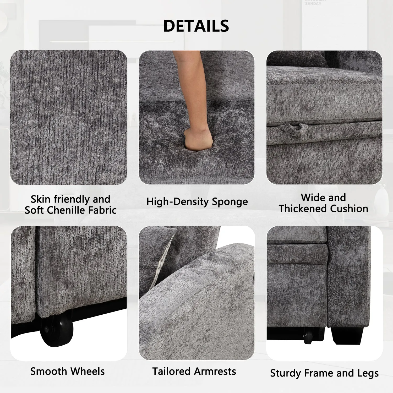 Streamdale 61.6" Pull Out Sofa Bed Loveseat with USB & Cup Holders