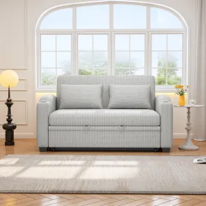 Streamdale 61.6" Pull Out Sofa Bed Loveseat with USB & Cup Holders