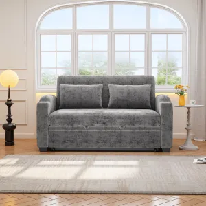 Streamdale 61.6" Pull Out Sofa Bed Loveseat with USB & Cup Holders