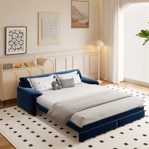 Streamdale 66" Queen Pull Out Sofa Bed - 3-in-1 Velvet Sleeper Loveseat