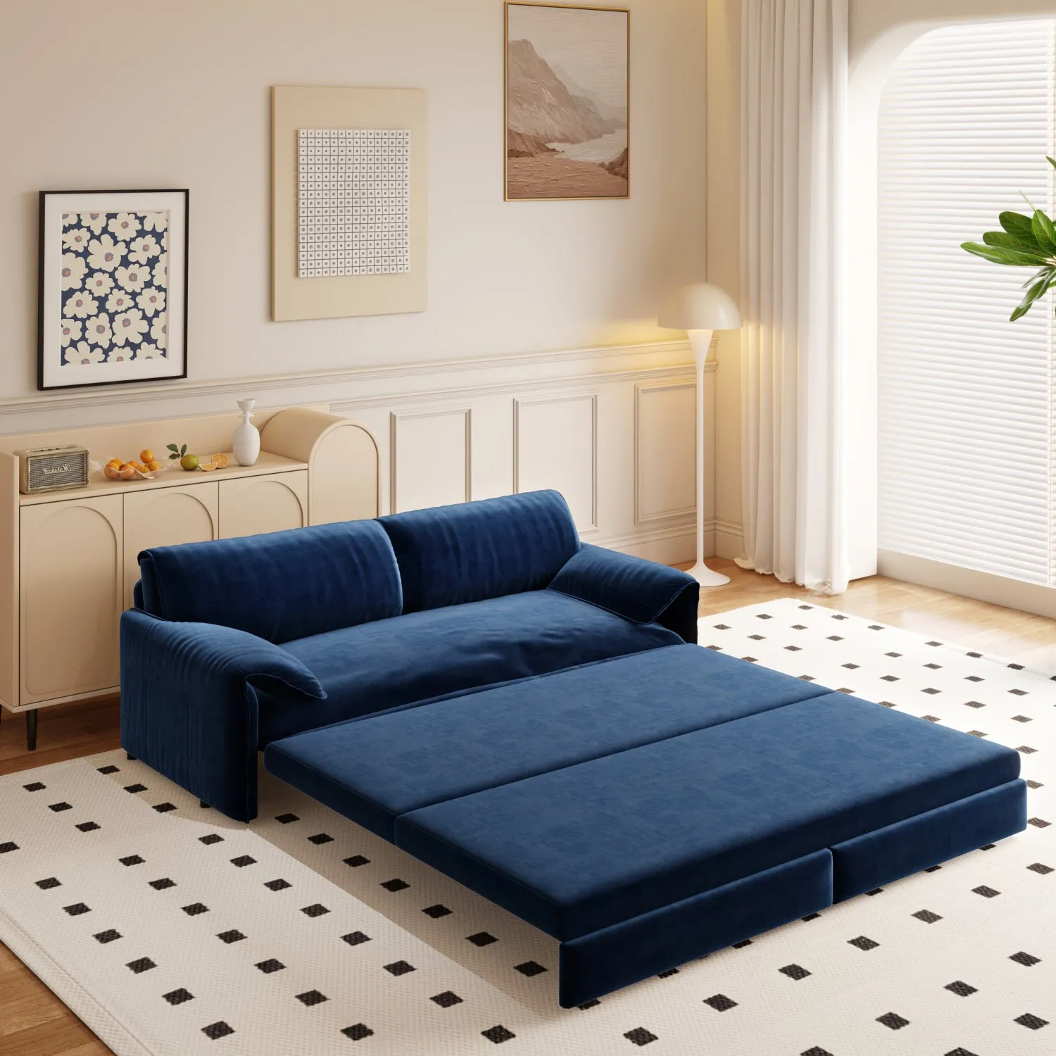 Streamdale 66" Queen Pull Out Sofa Bed - 3-in-1 Velvet Sleeper Loveseat