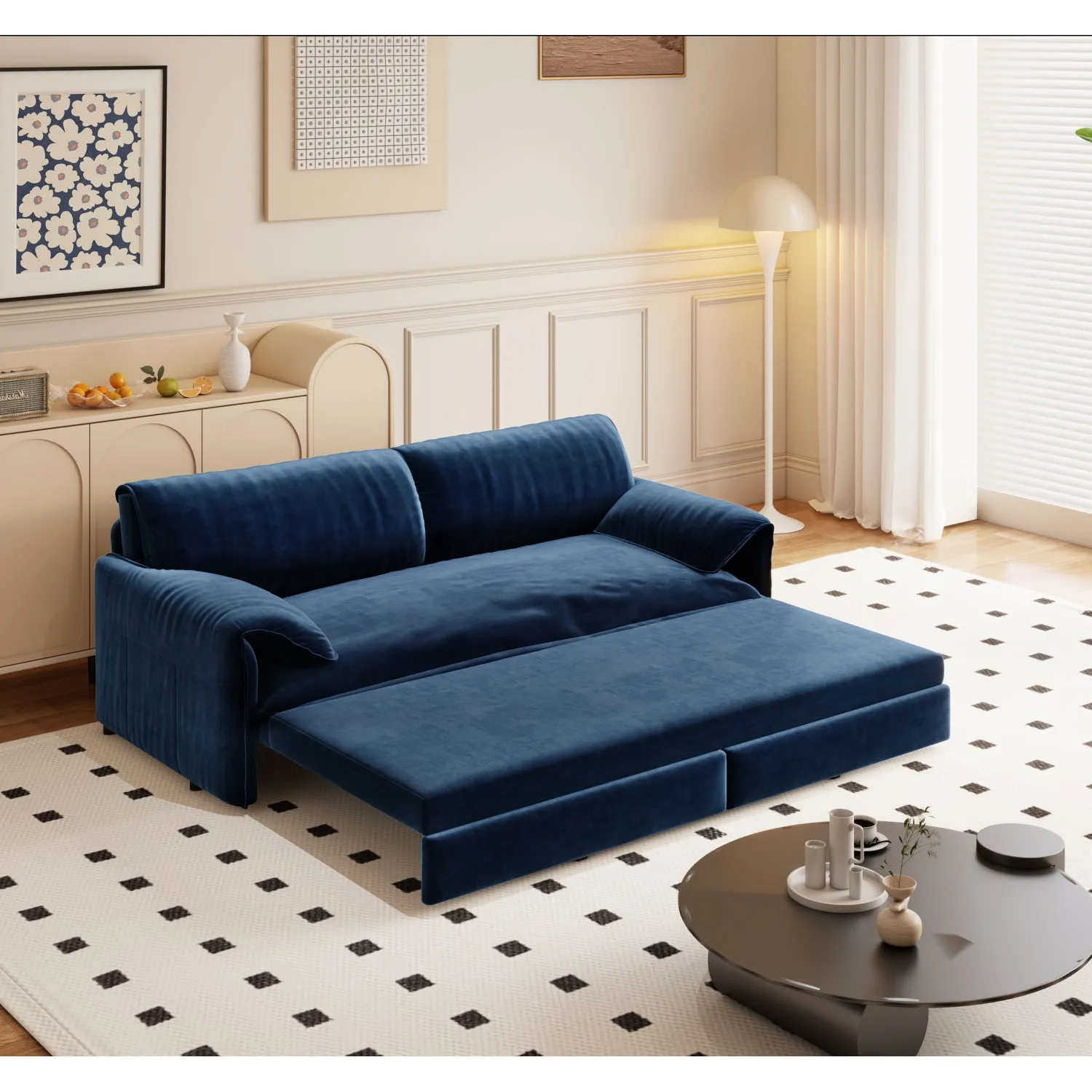 Streamdale 66" Queen Pull Out Sofa Bed - 3-in-1 Velvet Sleeper Loveseat